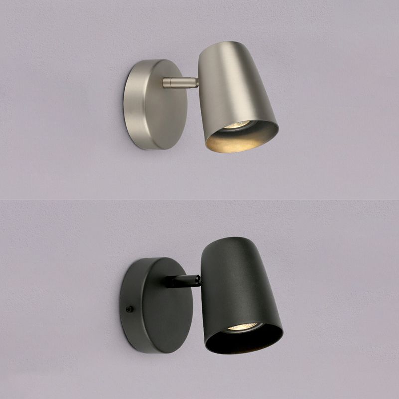 Modernism Single Nickel/Black/White Wall Mounted Sconce Mrtal Shaded Wall Light
