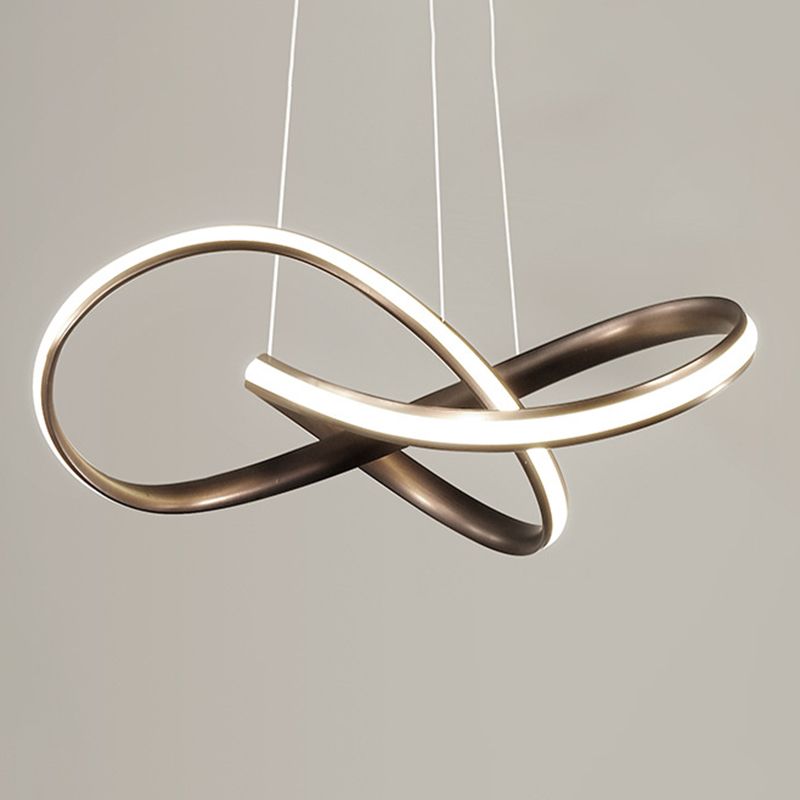 Acrylic Linear LED Hanging Lamp in Modern Simplicity Metal Pendant Light for Dining Room