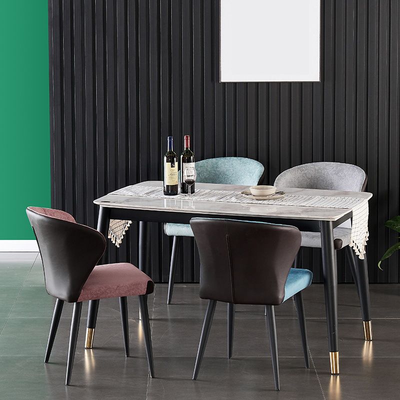 Indoor Wingback Armless Dining Chairs Upholstered Side Chair with Metal Legs