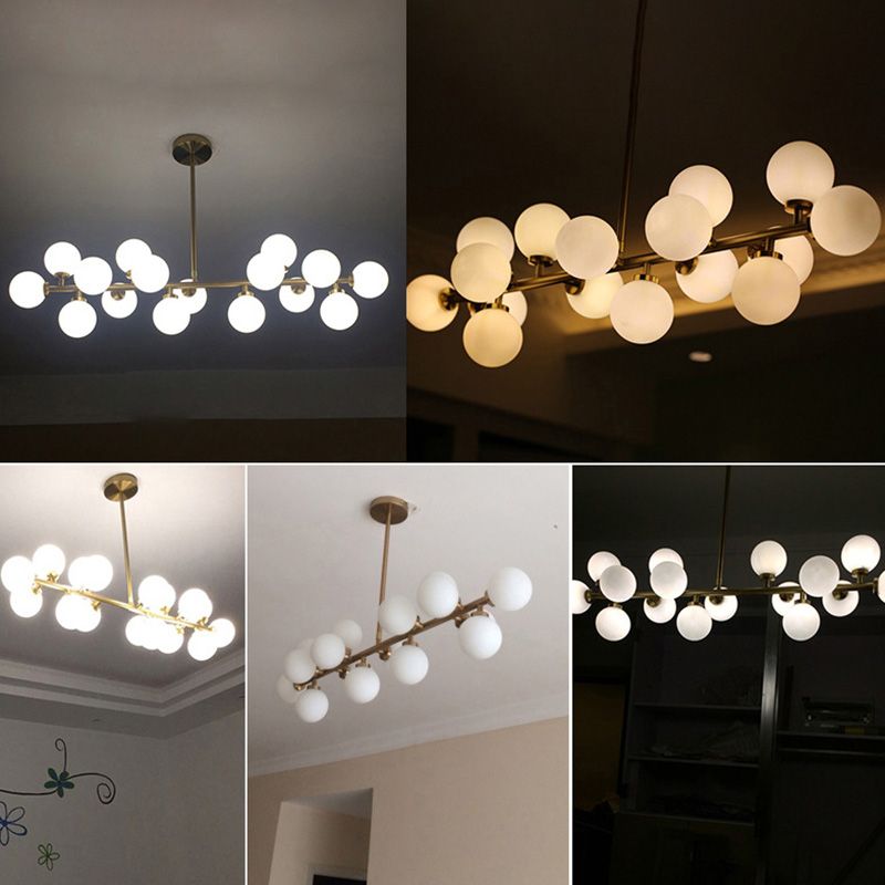 Luce a soffitto sferico dell'isola contemporanea in vetro oro isola a sospensione Luce