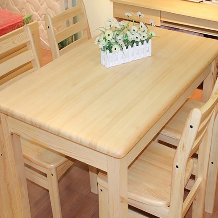 Modern Style Solid Wood Slate Dining Table Set Rectangular Formal Table with 4 Legs Base