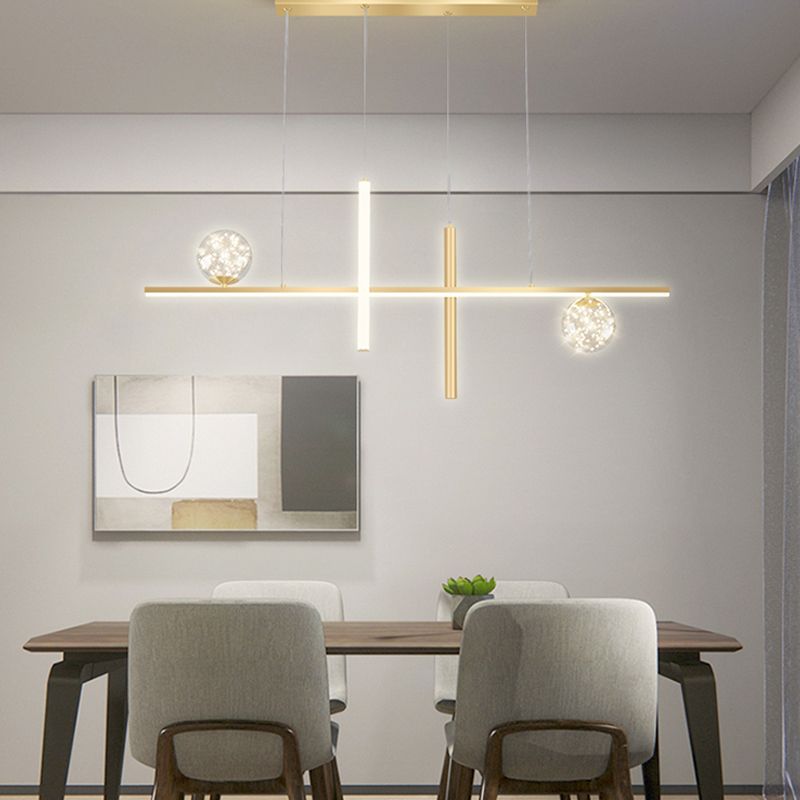 Moderne lineare Insel Kronleuchter Multi-Head Restaurant Anhänger Beleuchtungskarten