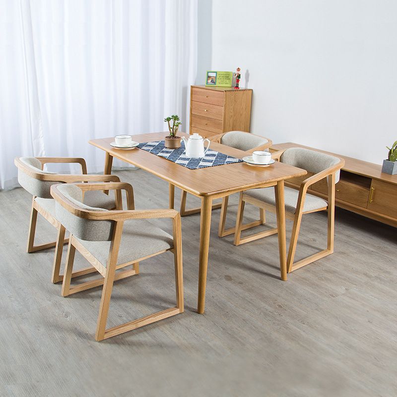 Glam Style Wooden Dining Arm Chair Matte Finish Open Back Dining Chair for Dinning Room