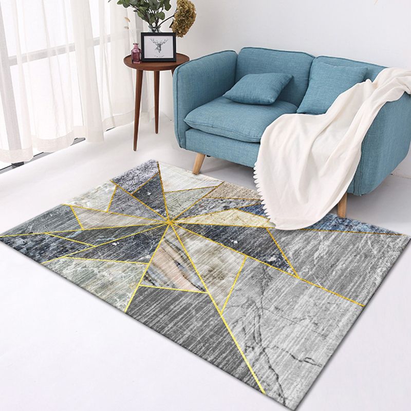 Multicolor Casual Rug Polyester Geometric Pattern Rug Pet Friendly Machine Washable Anti-Slip Backing Carpet for Decoration
