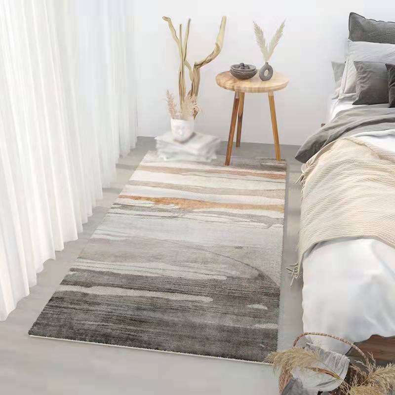 Gray Modern Area Carpet Polyester Abstract Graphic Carpet Washable Carpet for Drawing Room