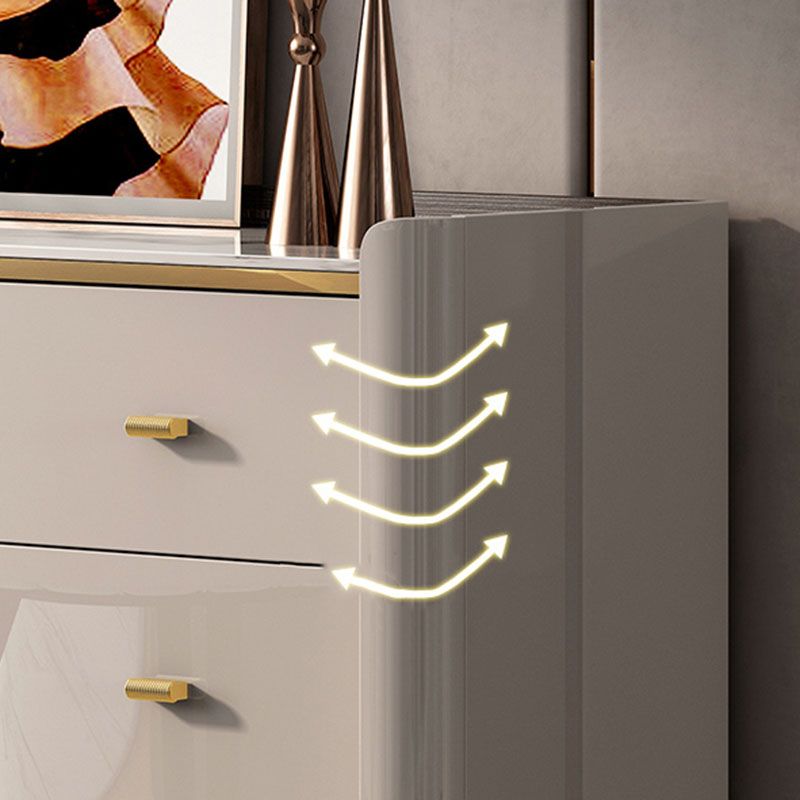 Stone Glam Chest Bedroom Storage Chest in White with Drawers