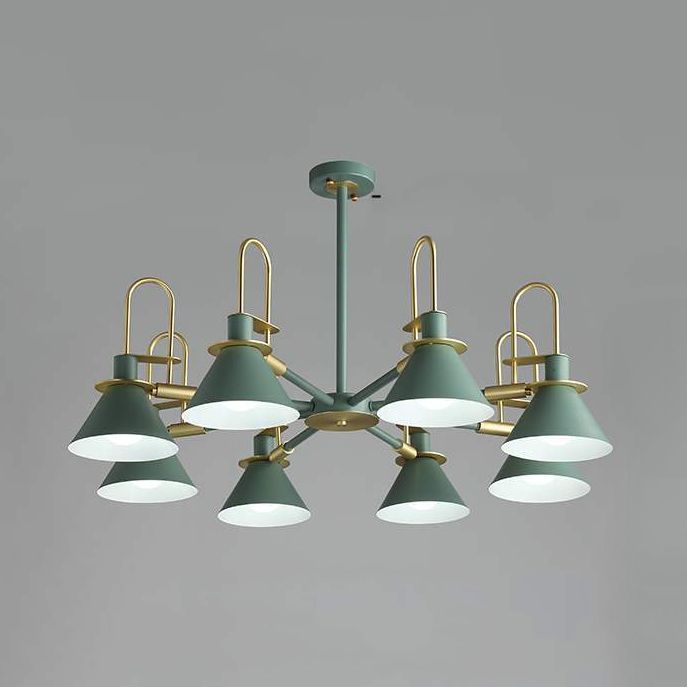 Macaron Loft Funnel Chandelier Metal Undertint Suspension Light for Nursing Room