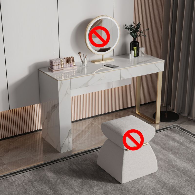 Two Piece Luxurious Vanity Set Stainless Steel and Stone Dresser