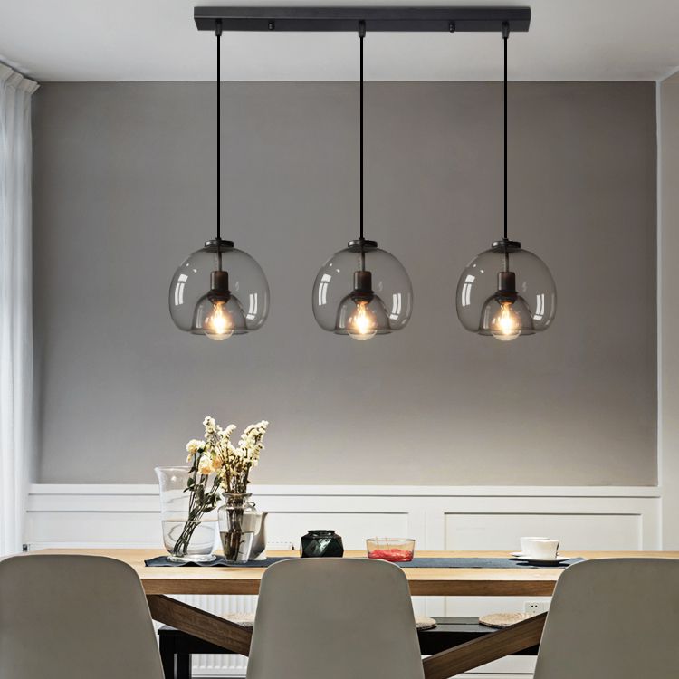 Clear Glass Hanging Light Fixtures, Nordic Simple Style Cluster Pendant Light for Indoor