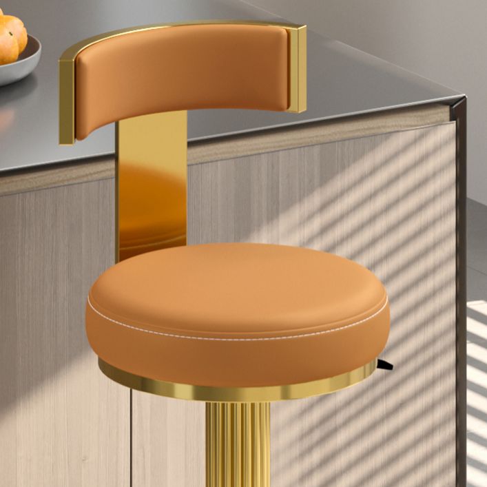 Glam Gold Legs Bar Stools Living Room Upholstered Swivel Stool