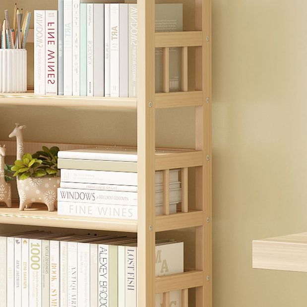 Modern Solid Pine Wood Bookcase, Natural, Open Bookshelf for Living Room