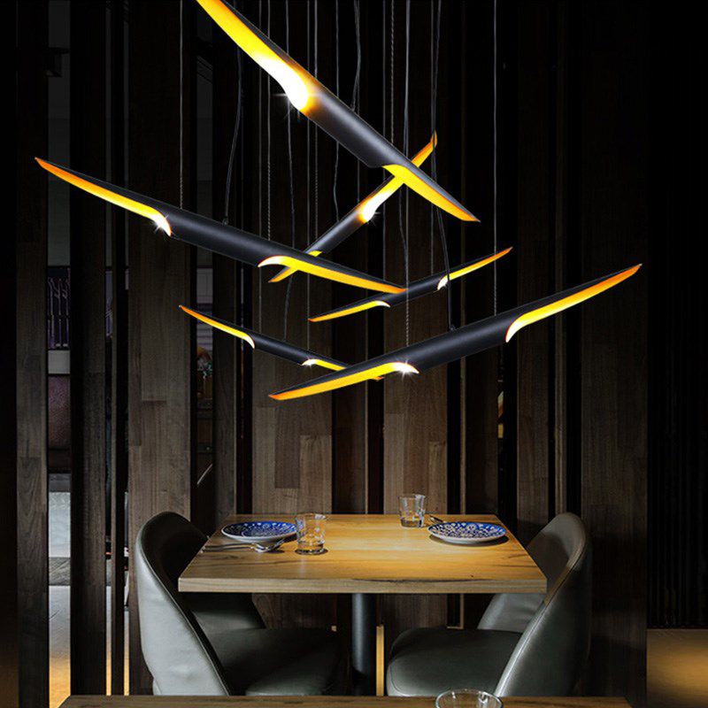 Industrial Pendant Light Linear Shape Island Lamp with Metal Shade for Living Room