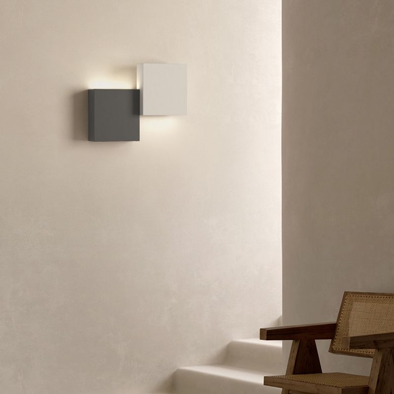 Modern Metal Wall Sconce Square Shape Wall Light with Silicone Shade for Bedroom
