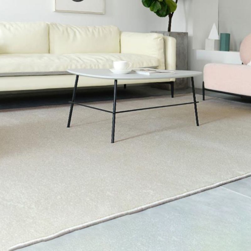 Beige Rug Polyester Area Carpet Anti-Slip Easy Care Rug for Living Room