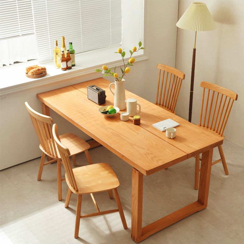 Modern 1/3/3/5 Pieces Dining Set Rectangle Solid Wood Dinette Set in Natural