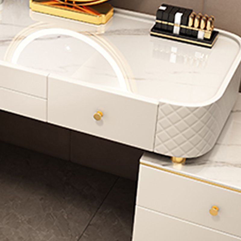 Glam Wooden Makeup Vanity Desk with Drawer, Grey/White Vanity Set