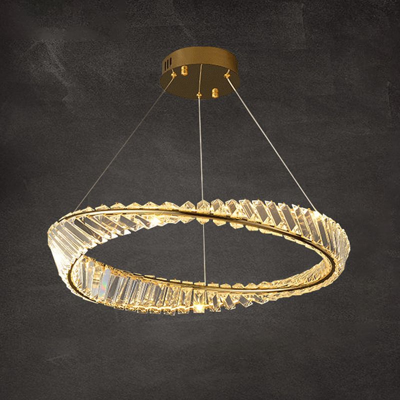 Modern Creative LED Pendant Light Crystal Circular Chandelier for Living Room