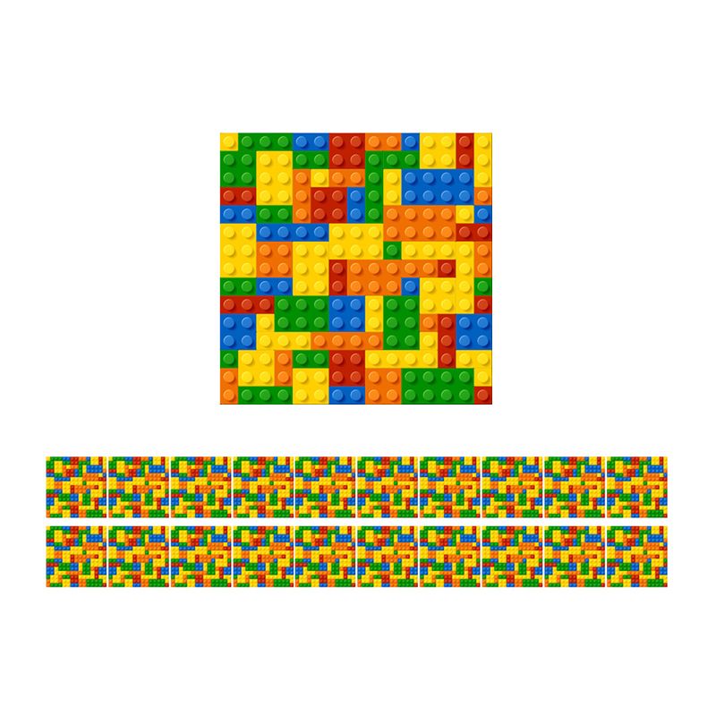 Novelty Kids Wallpaper Panel with Building Blocks Pattern Multicolored Wall Covering, Stick On