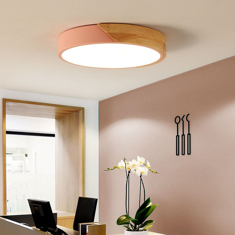 Soporte de vaciado de LED acrílico circular en estilo conciso moderno de hierro forjado de hierro forjado para espacios interiores