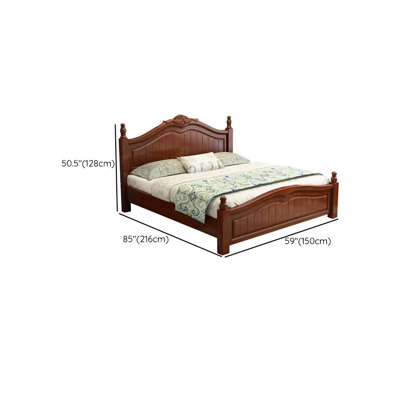 Rubberwood Solid Color Bed Frame Traditional Camelback Standard Bed for Home