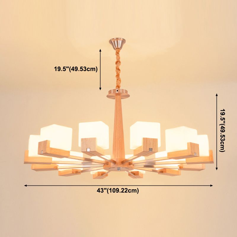 Square Chandelier Light Fixture Modern White GlassPendant Lighting for Restaurant