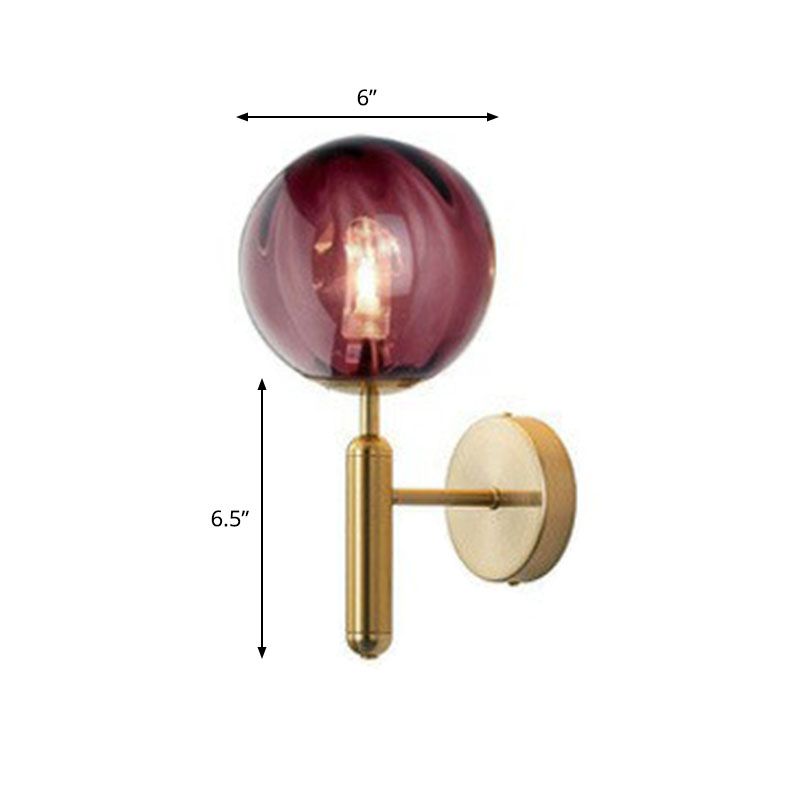 Glass Ball Mini Wall Light Kit Postmodern Single-Bulb Sconce Lighting Fixture for Bedroom