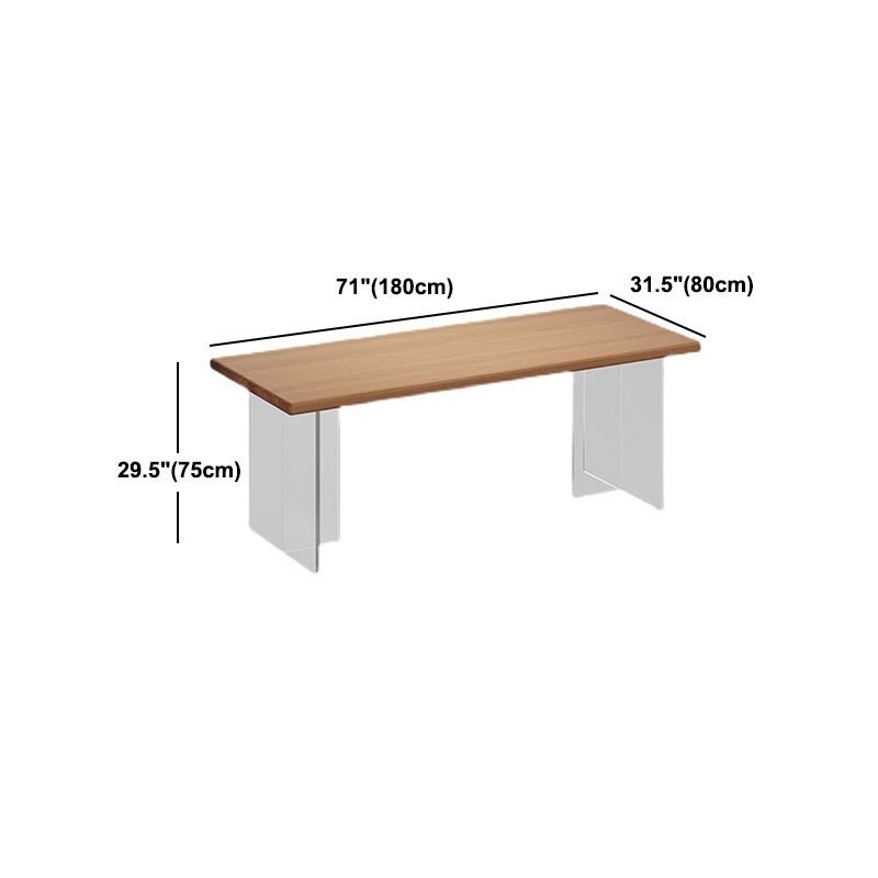 Modern Rectangular Dining Set Solid Wood and Acrylic 1/2/5 Pieces Natural Table and Chairs