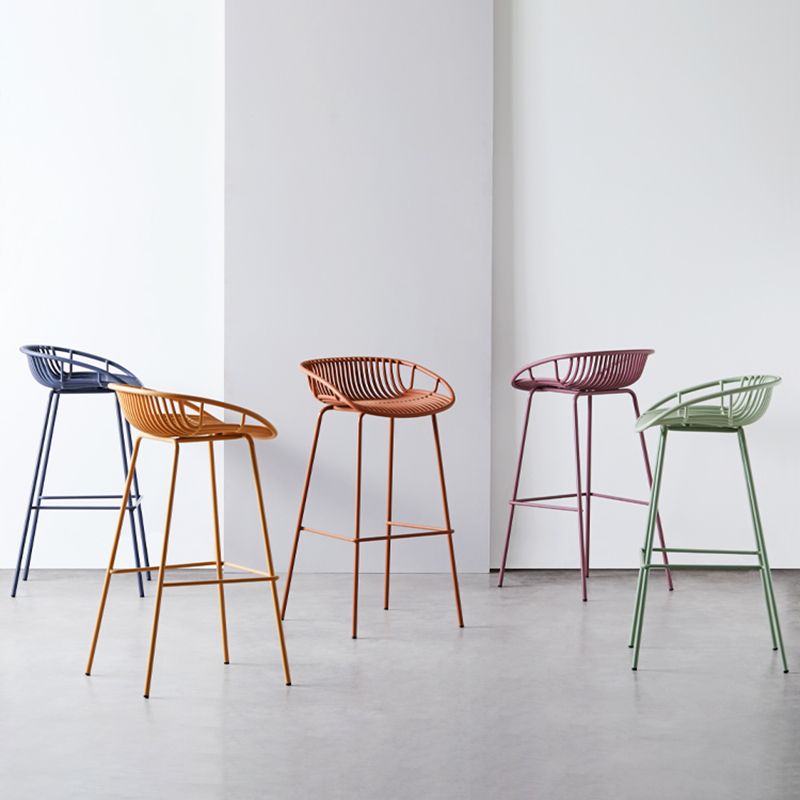 Contemporary Metal Bar Stool Bucket Counter Bar Stool with Metal Legs