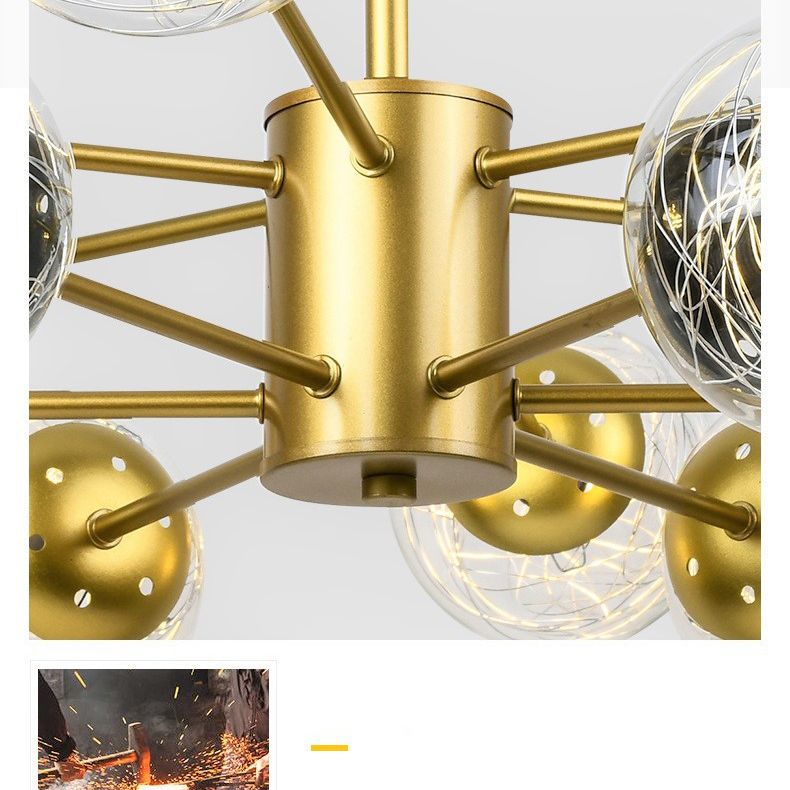 Aluminio Bola de vidrio de vidrio Molecular Estilo nórdico Minimalismo Luz colgante para comedor