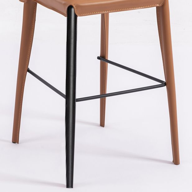Contemporary Leather Bar Stool Low Back Counter Bar Stool with Metal Legs for Home