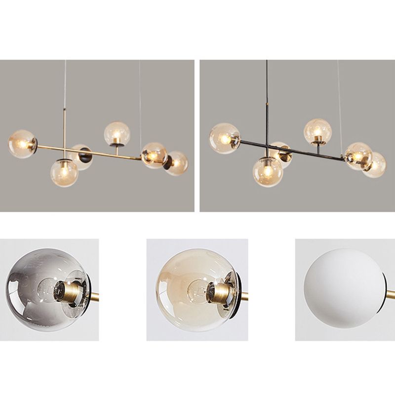 Minimalist-Style Orb Island Lighting Fixture Glass Dinning Room Island Pendant Light