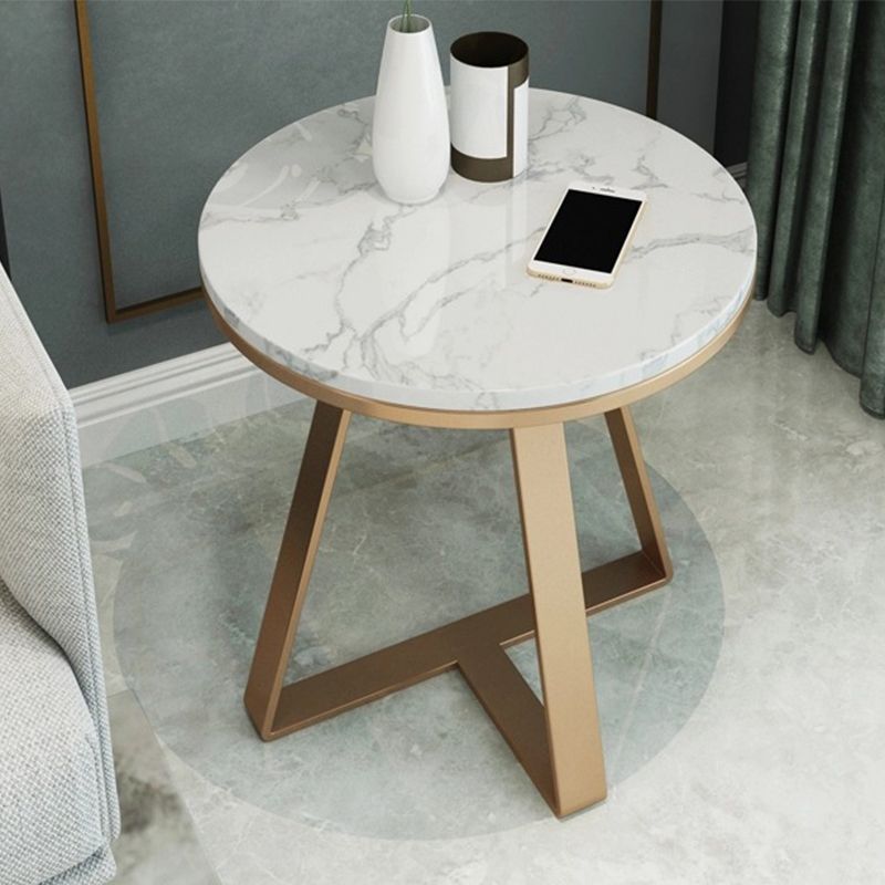 Round Marble End Table Set Glam Dia 19.7-In Sofa Side Accent Table