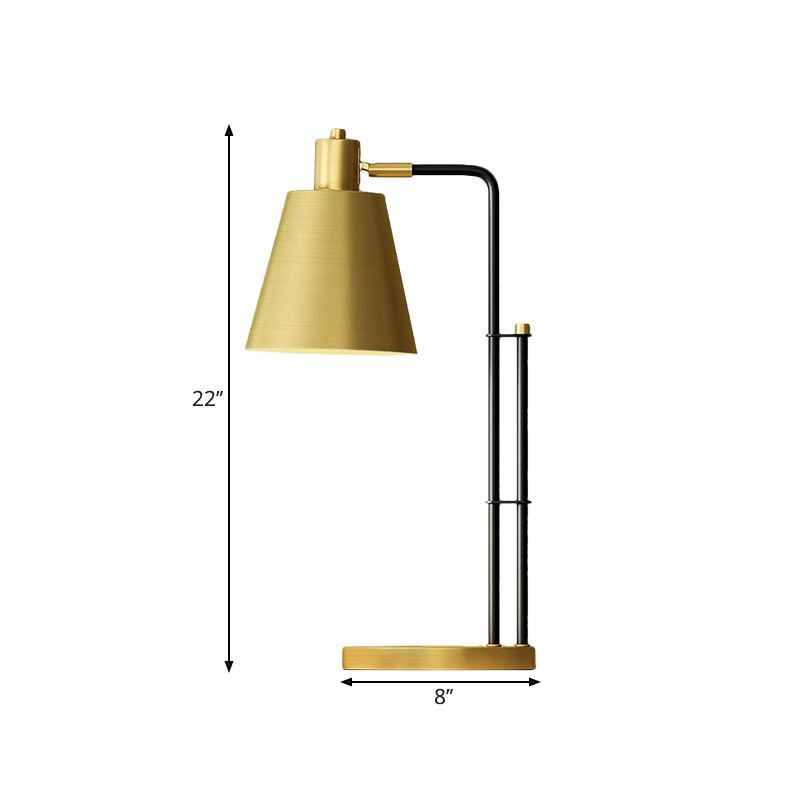 Modernité Table effilée éclairage en métal 1-Light Bedroom Night lampe en laiton avec base ronde