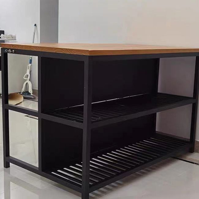 Modern Wood Prep Table Rectangle Island Table for Kitchen Room
