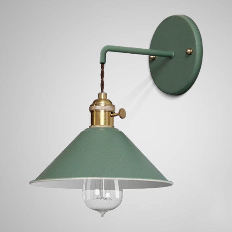 Cone Shaded Wall Light Industrial Polish Finish Lighting for Living Room
