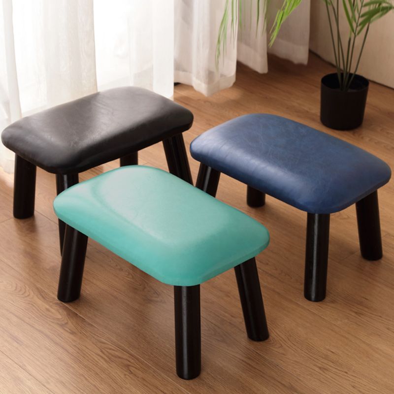 Faux Leather Ottoman Whole Colored Nailhead Trim Water Resistant Rectangle Pouf Ottoman