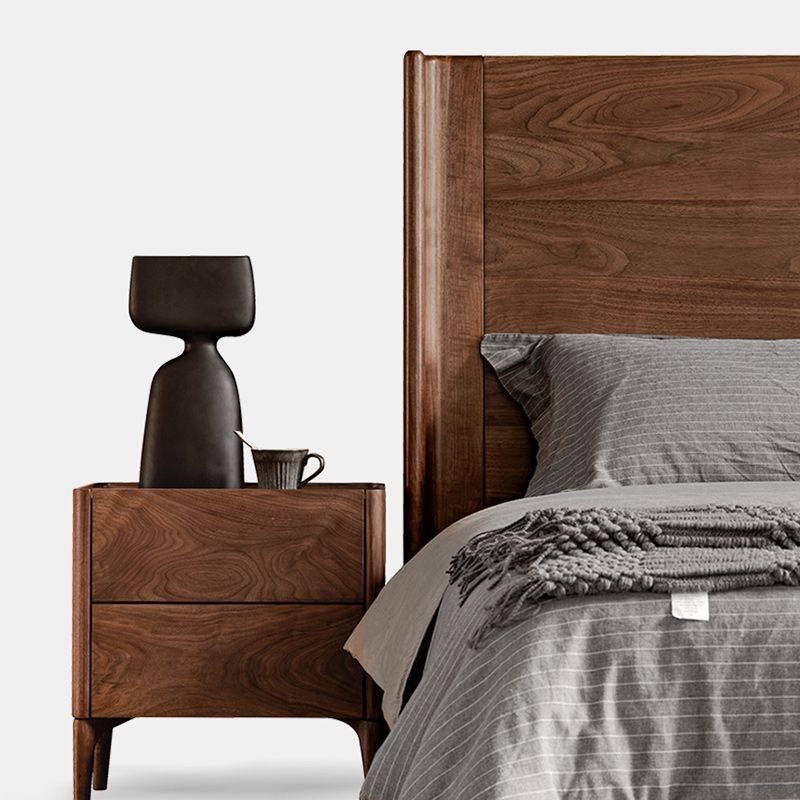 Solid Wood Headboard Standard Bed Mattress Included Bed Frame with Custom Legs