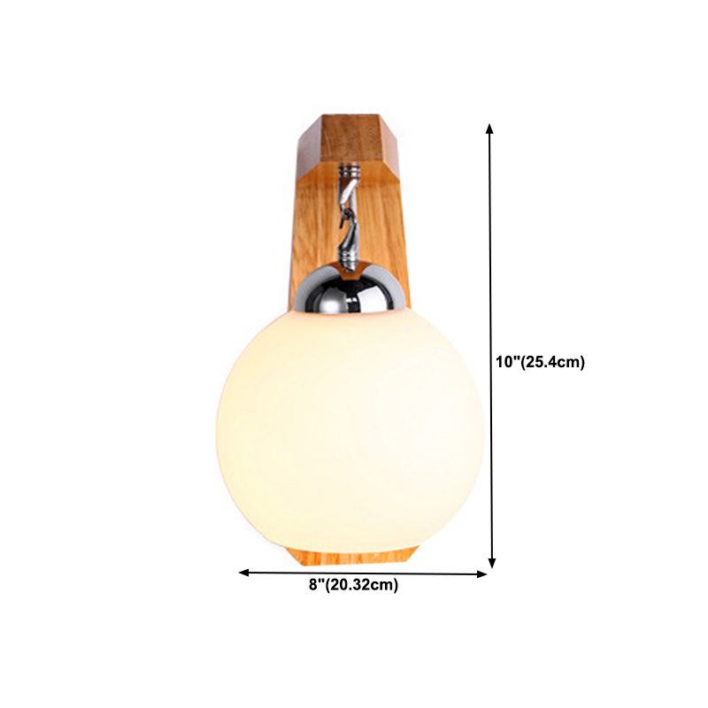 Contemporary Glass Vanity Light Simple Wooden Wall Light Sconce for Bathroom