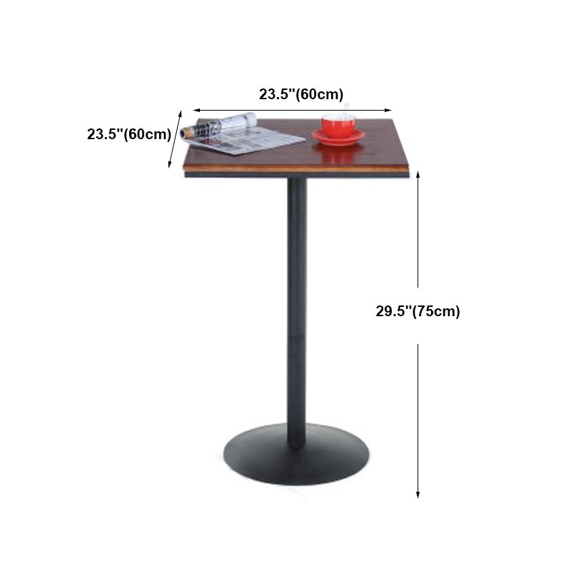 Industrial Style Black Iron Bar Table Brown Wood Top Bistro Table for Cafe
