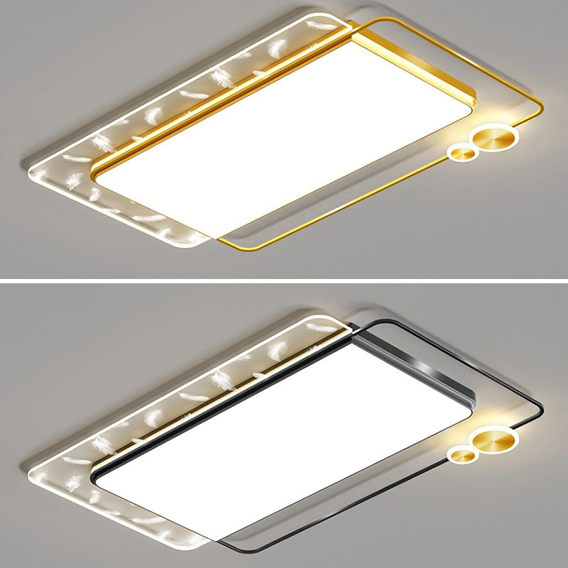 Geometric Feather LED Ceiling Light in Modern Simplicity Wrought Iron Ceiling Fixture for Living Room