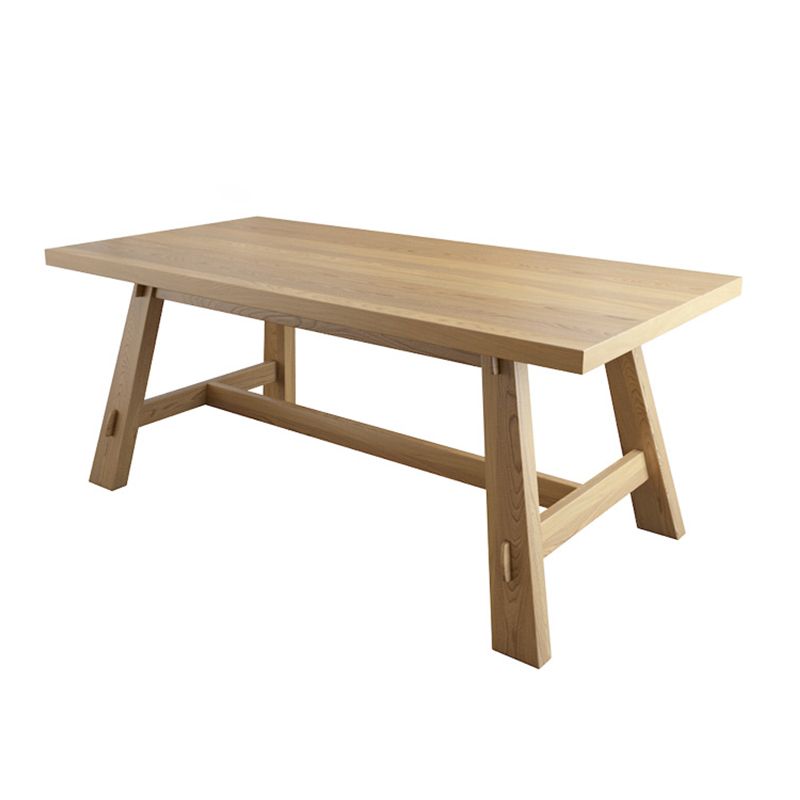 Rectangle Pine Solid Wood Table for Restaurant Modern Dining Table with Trestle Base in Nature