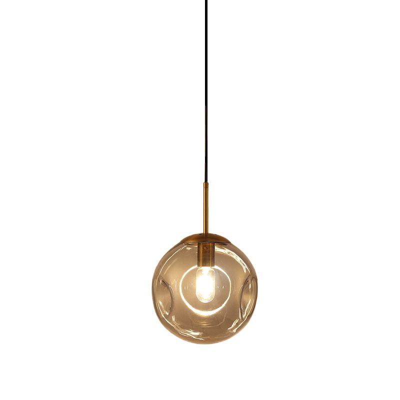 Luz de colgante de globo de estilo simple estilo gris de vidrio con hoyuelas 1 lámpara colgante de cabeza