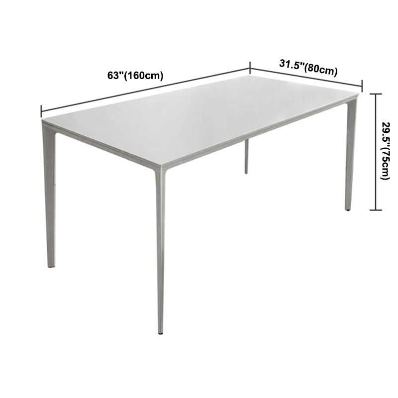 Mesa de comedor de piedra sinterizada contemporánea Mesa de comedor de forma rectangular blanco para cocina