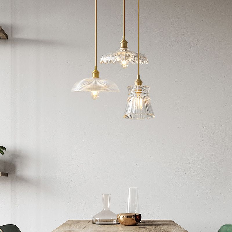 Kit di luce sospesa industriale in vetro trasparente a 1 luci a 1 lutto Luce per sala da pranzo