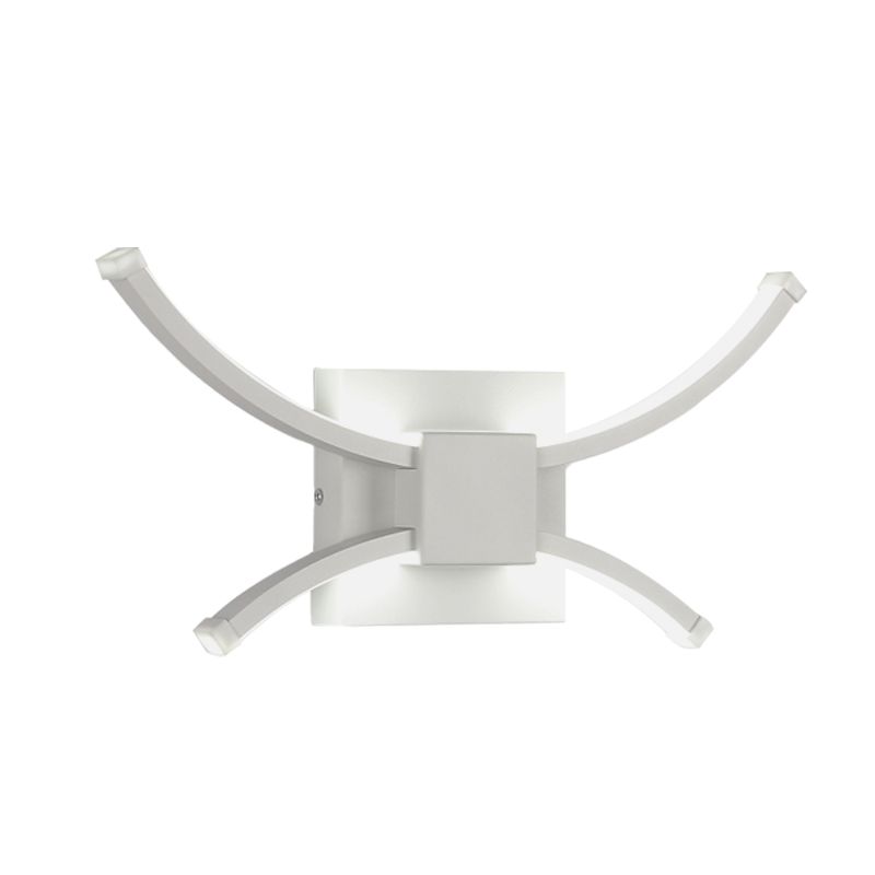 White Square and Curved Linear Wall Light Modernist LED Metallic Wall Mount Sconce in Warm/White Light