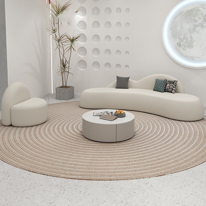 39" Wide Contemporary Sofa Fabric Armless White Stationary Seating