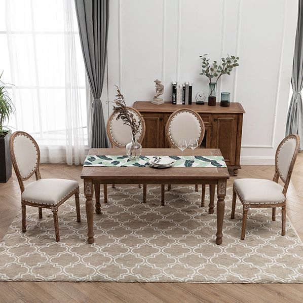 Country Solid Wood Dining Table Set with 4 Legs Base Dining Room Furniture for Home Use