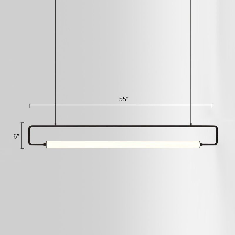 Metal Rectangle over Island Lighting Modern LED Ceiling Suspension Lamp over Dining Table