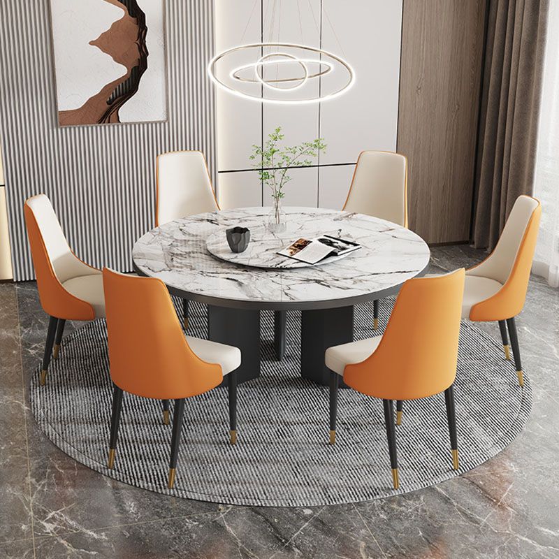 Glam Faux Leather Dining Chair Parsons Chair in Matte Finish for Kitchen