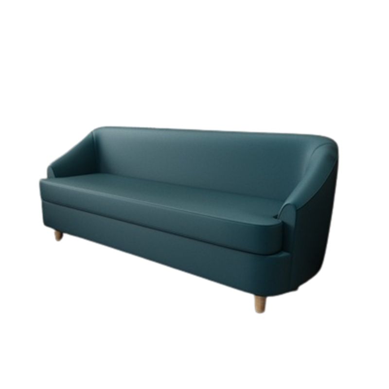 21.65" W x 27.55" H Faux Leather Recessed Arm Sofa Contemporary Stain Resistant Sofa